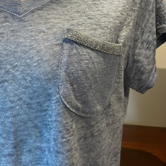 Femme Fatale Semi Sheer Linen T with Silver embellished pocket - Picture 7 of 7